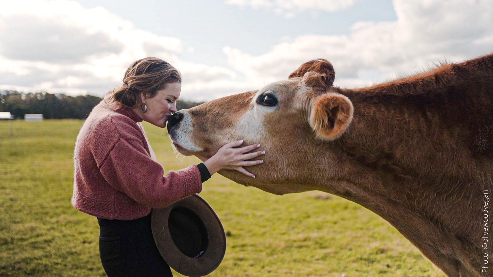 a woman kissing a cow's nose