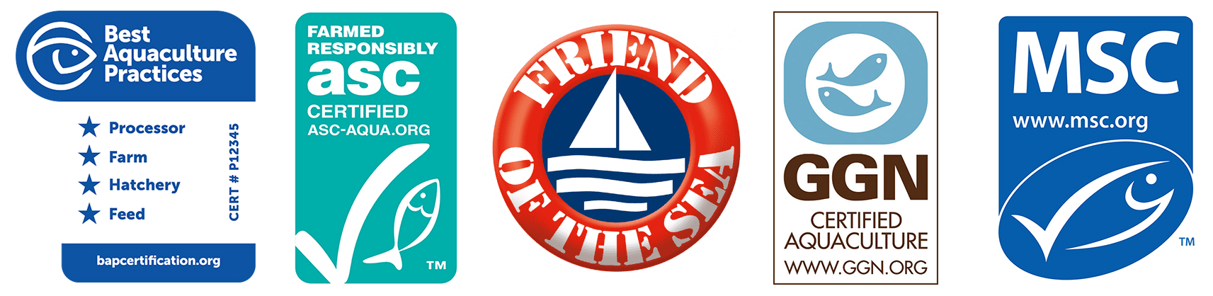 Fish certification scheme logos