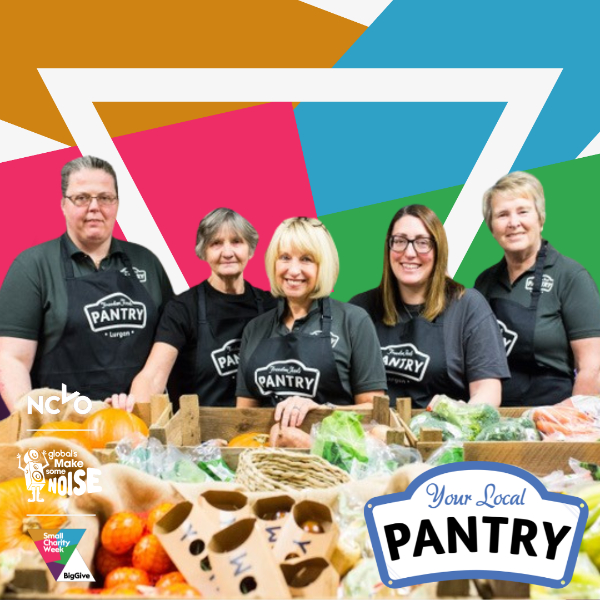 Small Charity Week: an image of Pantry staff and groceries