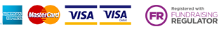 We accept American Express, MasterCard, Visa, Visa Debit, PayPal. Member of the Fundraising Standards Board.