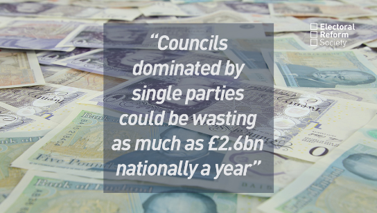 Councils dominated by single parties could be wasting as much as £2.6bn nationally a year