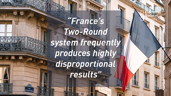 "France's Two-Round system frequently produces highly disproportional results"
