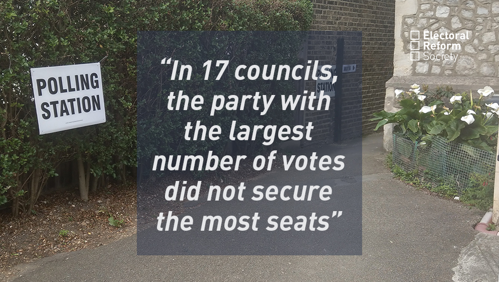 In 17 councils the party with the largest number of votes did not secure the most seats
