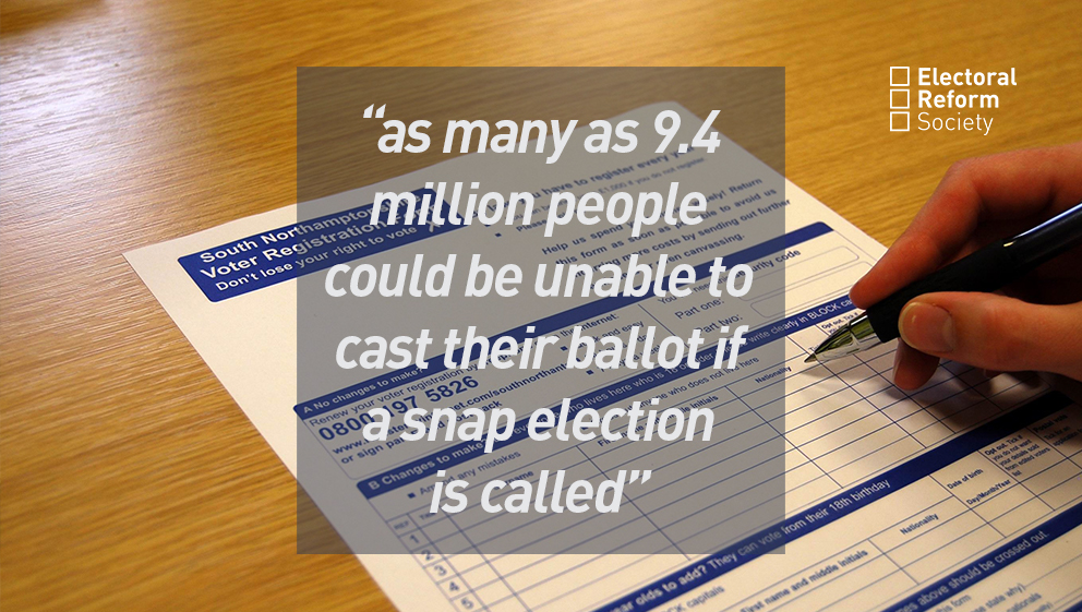as many as 9.4 million people could be unable to cast their ballot if a snap election is called