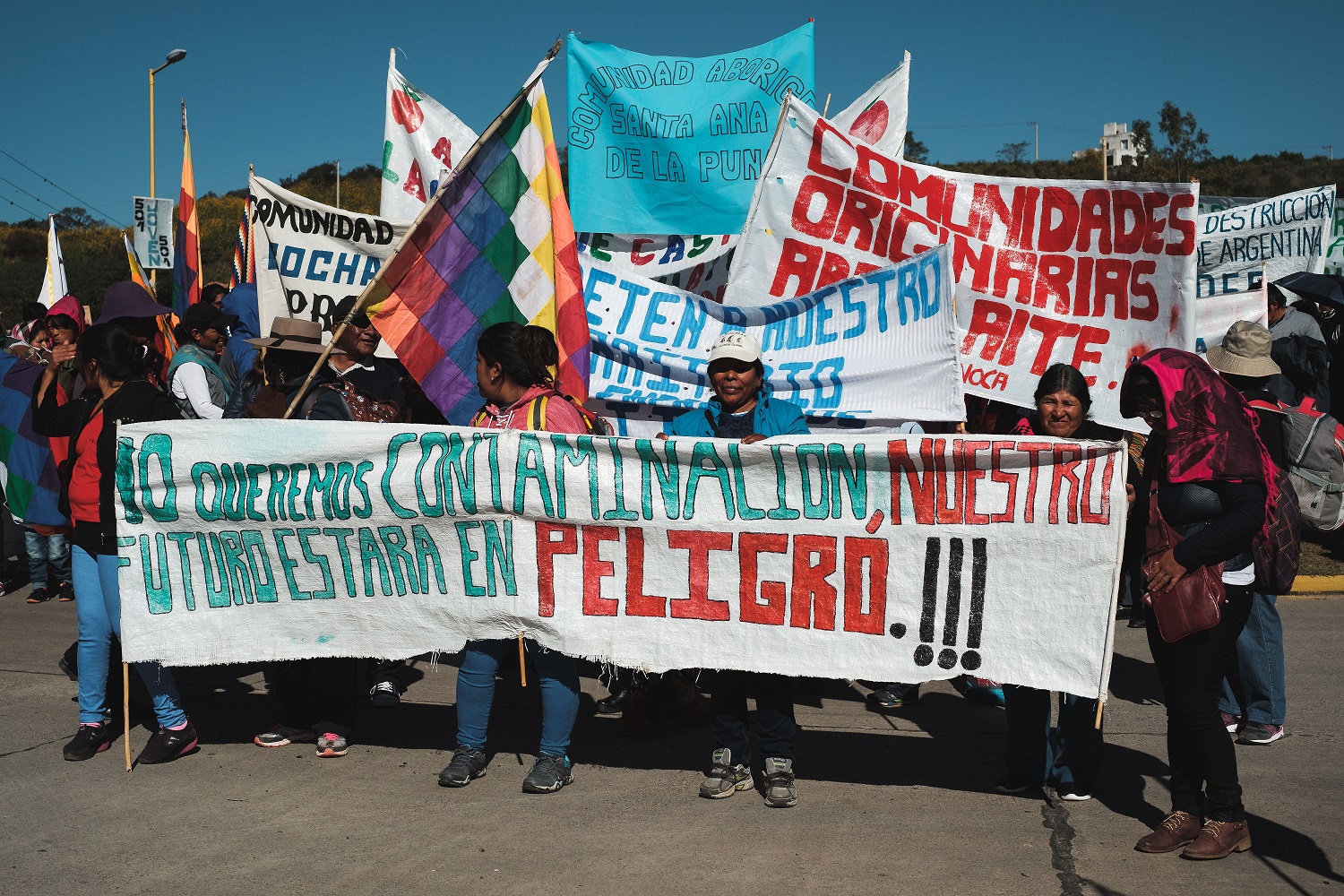 Indigenous communities of the Salinas Grandes protest against lithium mining  on their territory.