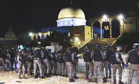 Israeli soldiers outside Al Aqsa
