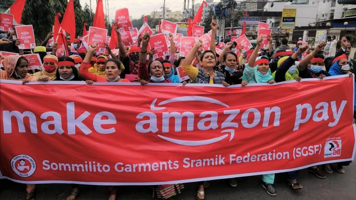 Garment workers in Bangladesh take action to #MakeAmazonPay for orders cancelled during the pandemic.