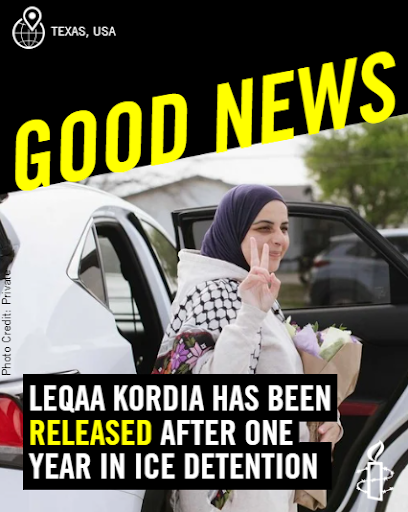 Leqaa Kordia has been released after one year in ICE detention