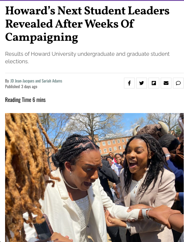 Howard's Next Student Leaders Revealed After Weeks of Campaigning