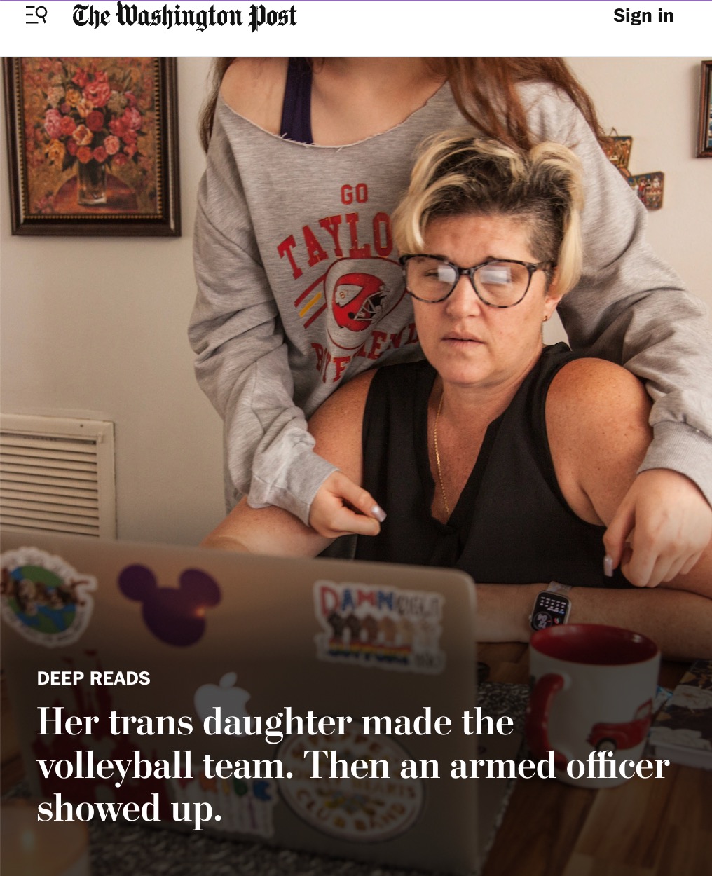 Her trans daughter made the volleyball team. Then an armed officer showed up. -- The Washington Post