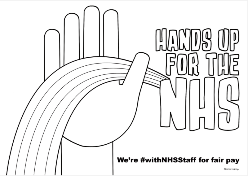 Hands up for the NHS. We're #WithNHSStaff for fair pay.