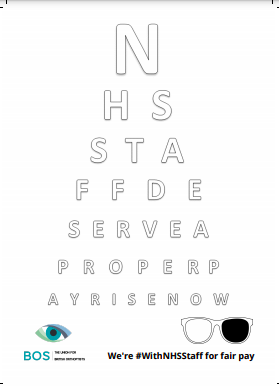NHS staff deserve a proper pay rise. Written in style of eye exam