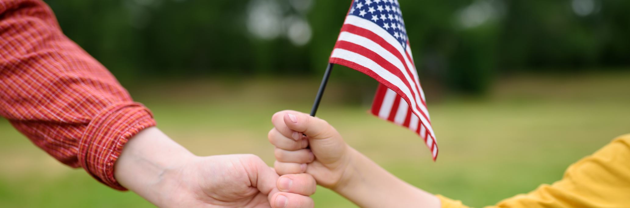 Children Hands Holding Flag
