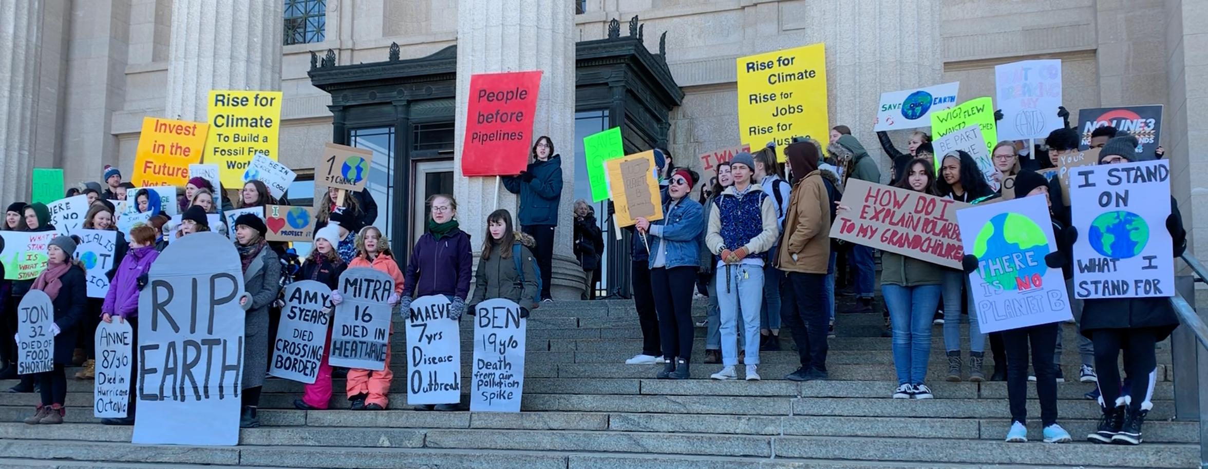 school strike climate march 2019 manitoba legislature credit Mira Oberman