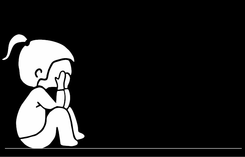 illustration of a young girl sat with her head in her hands