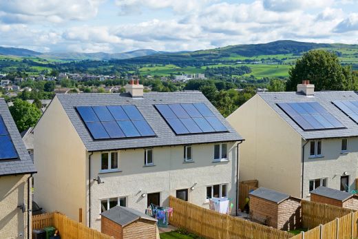 Solar panels on rooftops