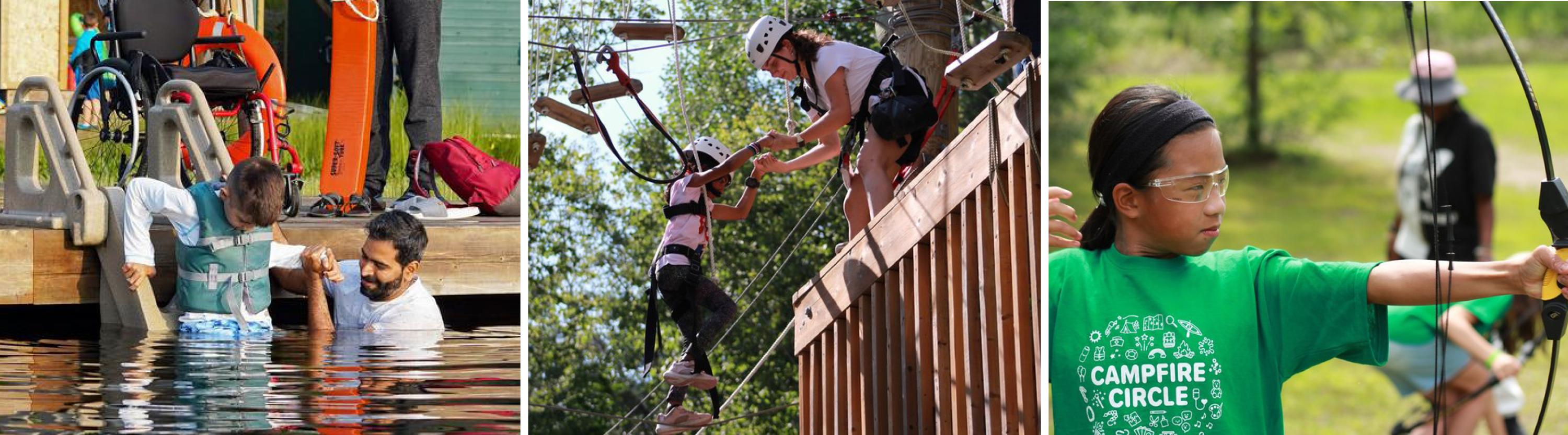 collage of campers enjoying camp activities