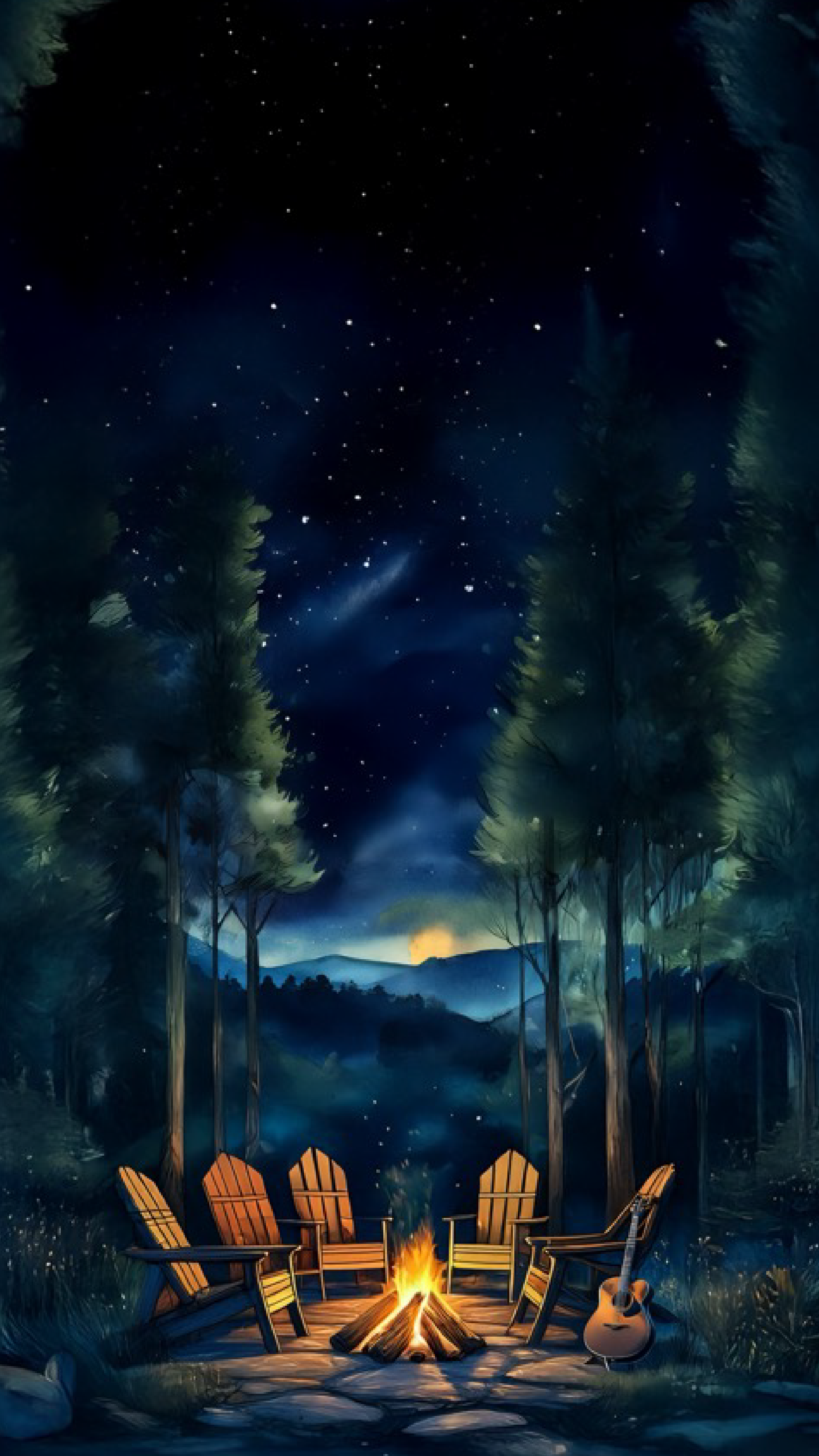 trees and the night sky at camp