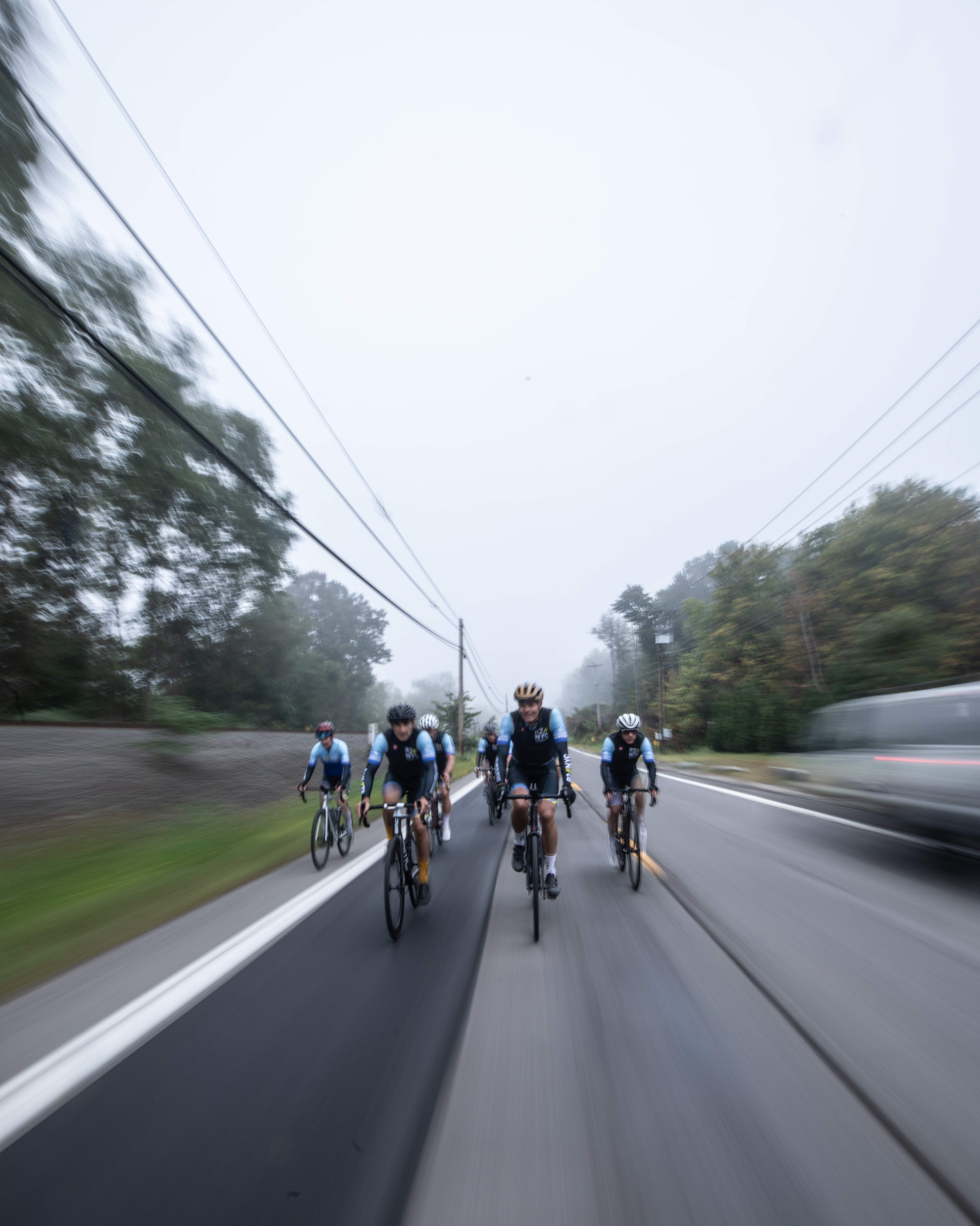 cyclists riding on a cloudy day