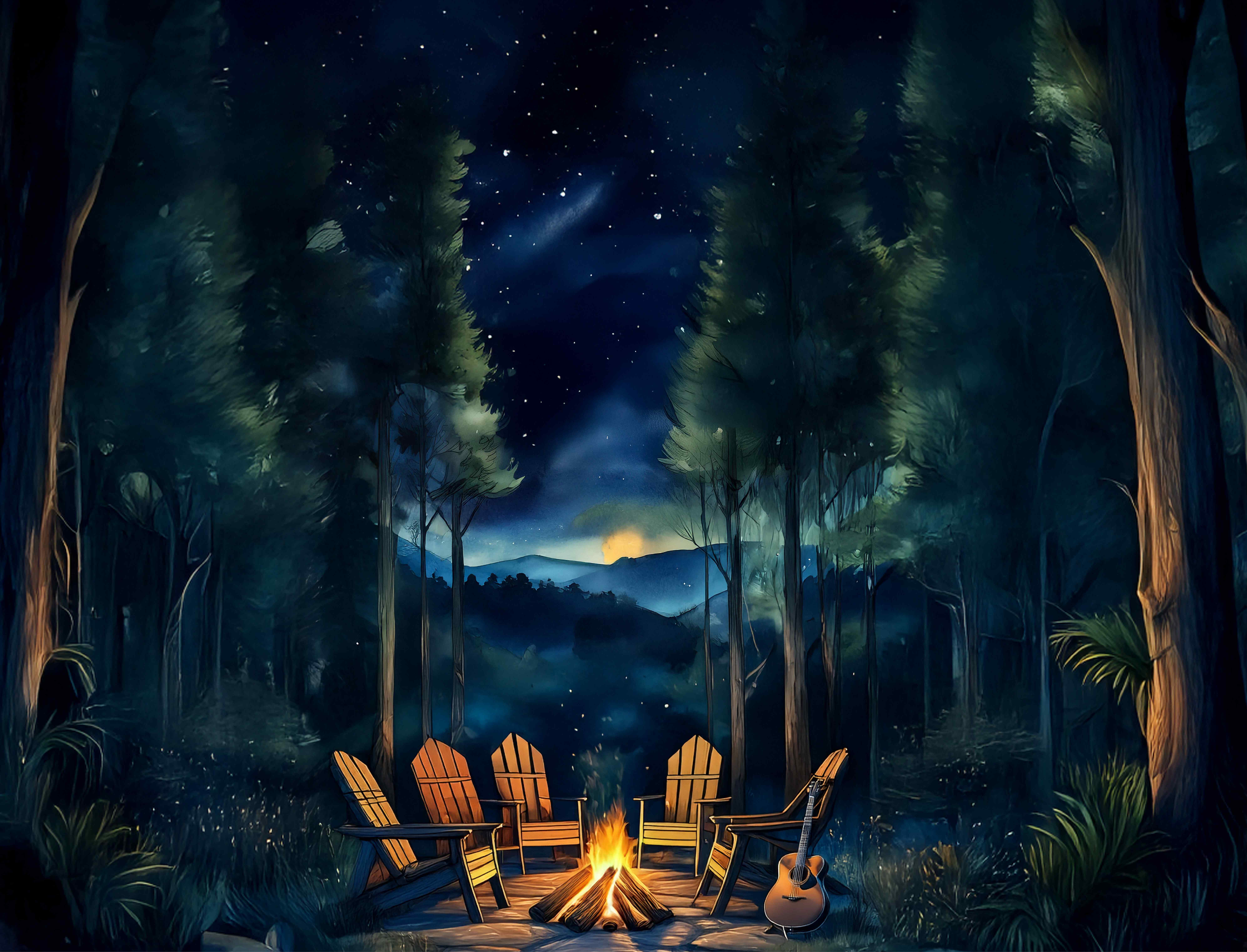 trees and the night sky at camp