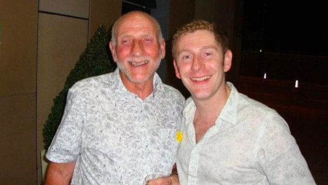 Gareth and his Dad Norman smiling at the camera