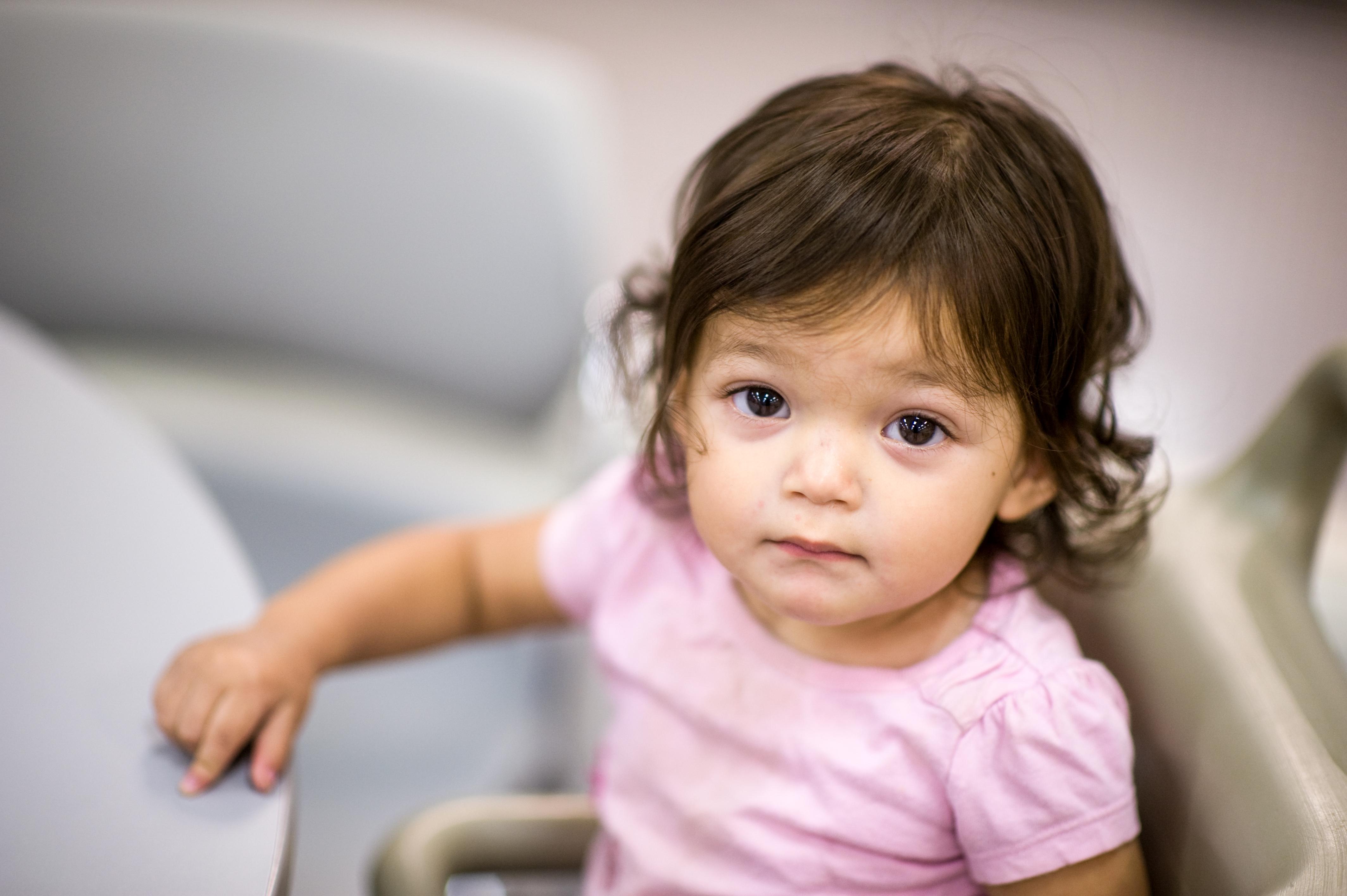 A girl looking at the camera