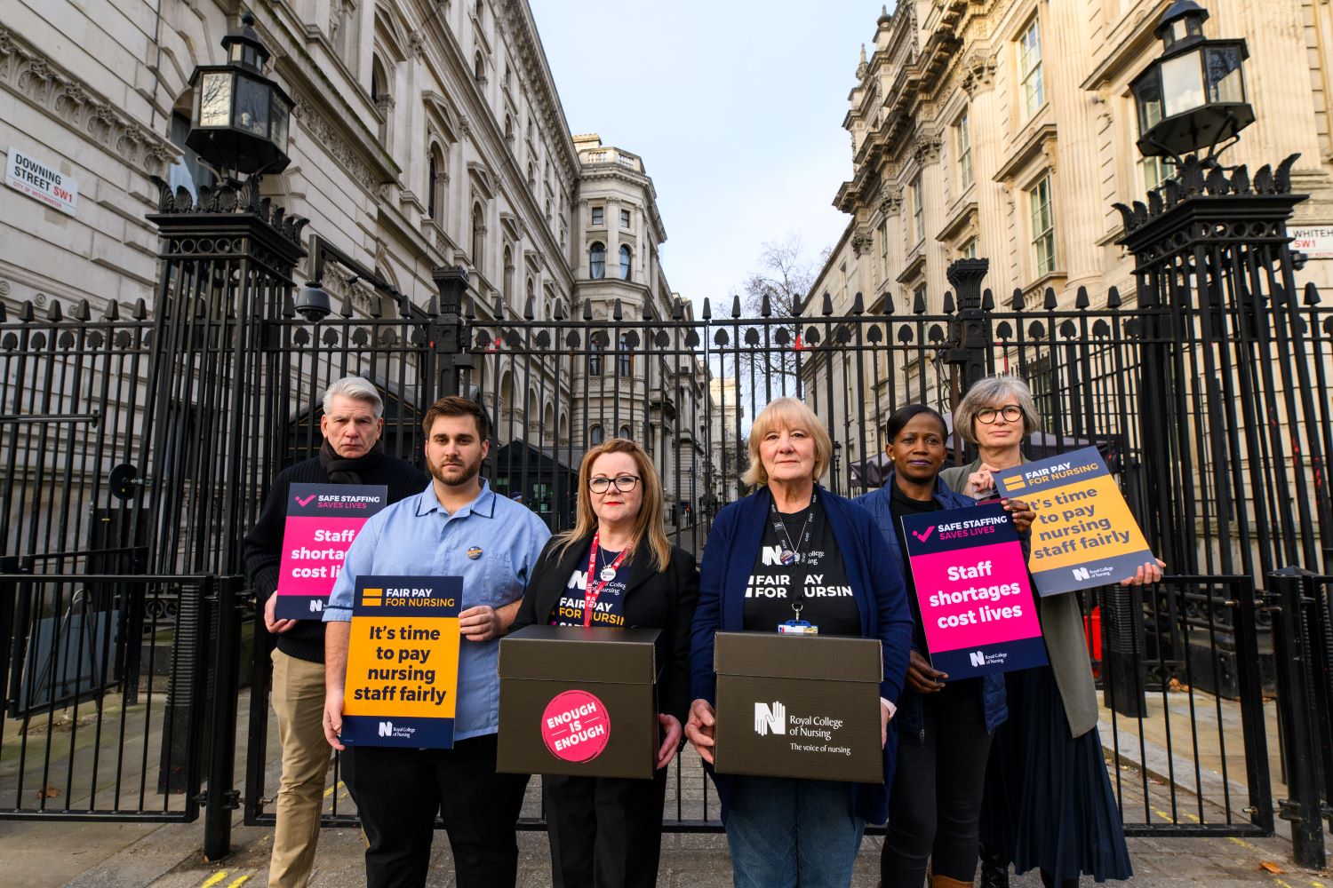 RCN members deliver petition to Downing Street, 2 February 2023