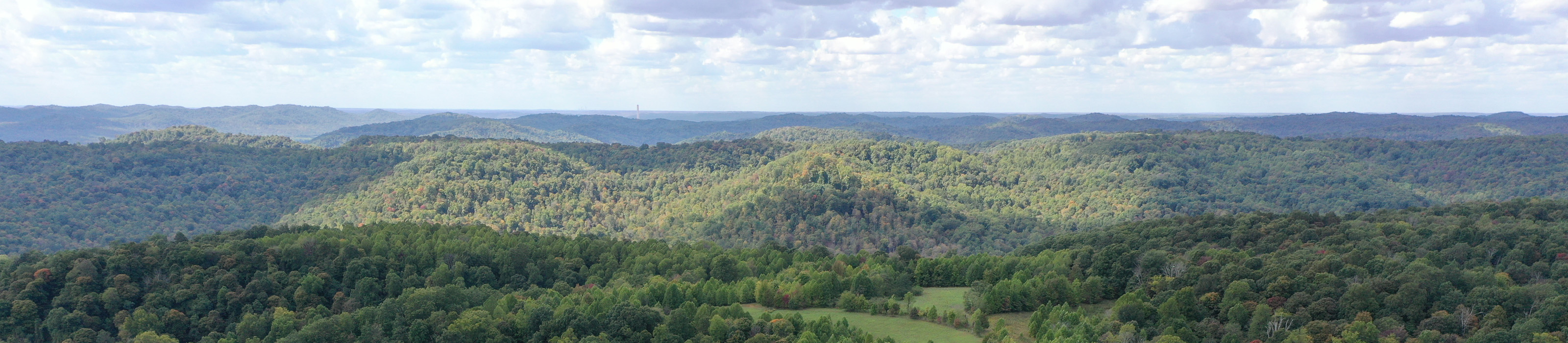 Aerial image overlooking forests at Edge of Appalachia Preserve. Photo credit: © Dana Ohman/TNC