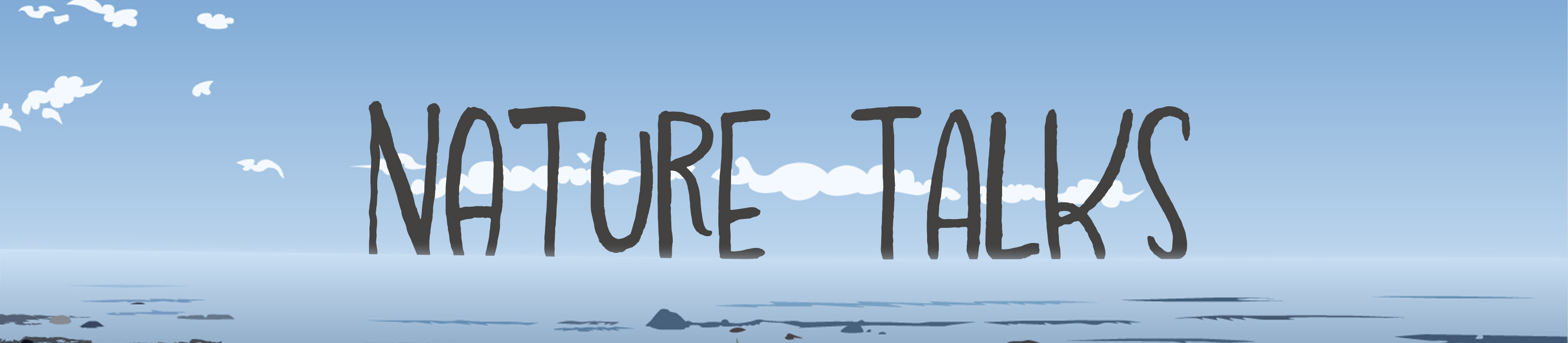 Illustrated drawing of an ocean under a blue sky that shows the title of this event, Nature Talks: The Ocean’s Future is our Future. © TNC in CT