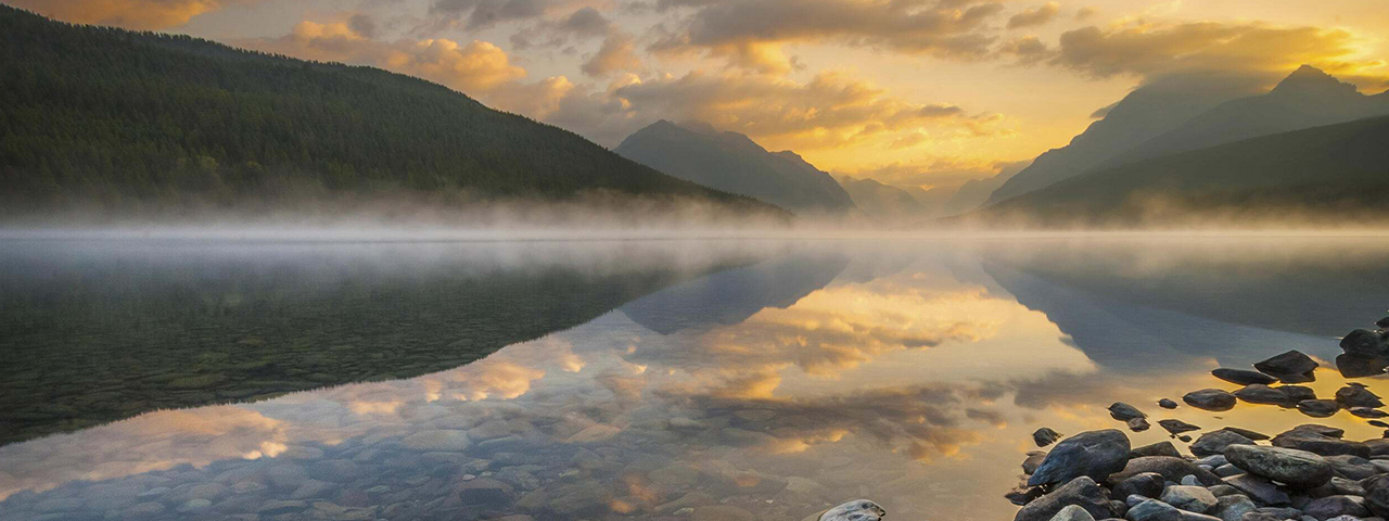 Sunrise on Bowman Lake, Glacier National Park, Montana. &copy; Roland Taylor/TNC Photo Contest 2019