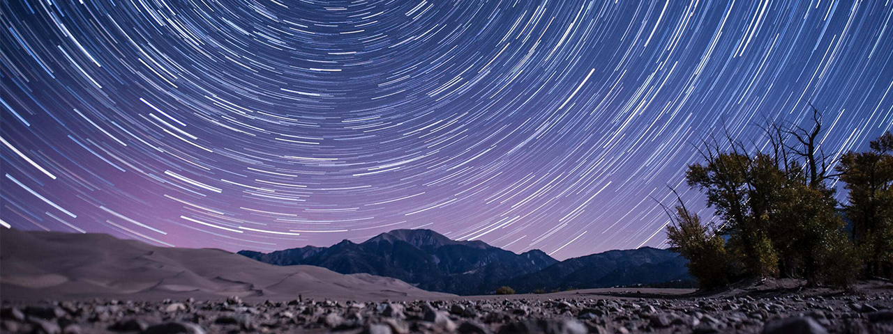 Night sky and stars from Great Sand Dunes National Park, Colorado. &copy; Nick Hall