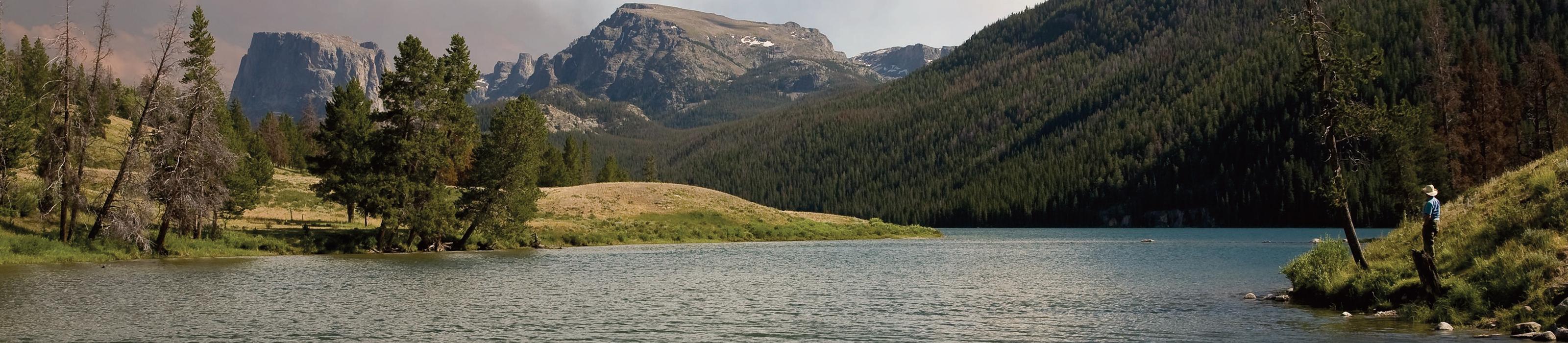 A person looks upstream along the Upper Green River. © Edward Orth