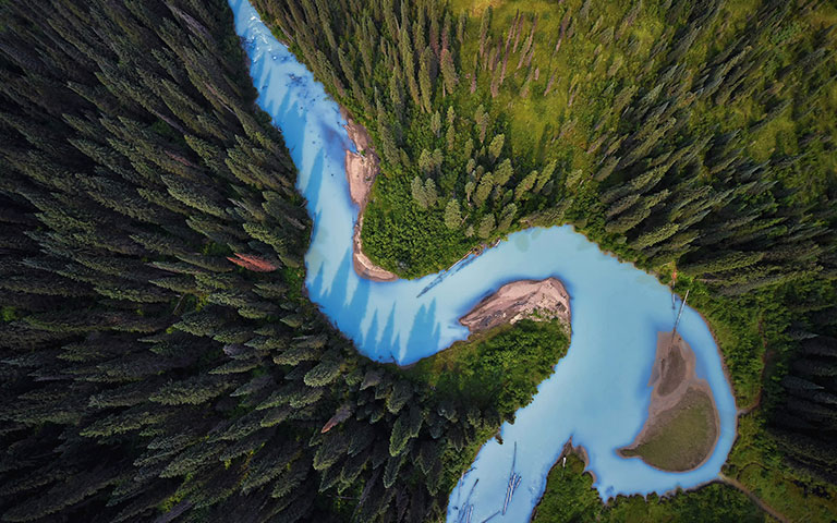 An aerial view of the Holmes River, British Columbia, Canada. &copy; Shane Kalyn/TNC Photo Contest 2018