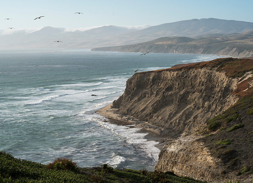 Looking north along the Pacific Coast from Point Conception Lighthouse at TNC's Dangermond Preserve in California. &copy; Bill Marr/TNC