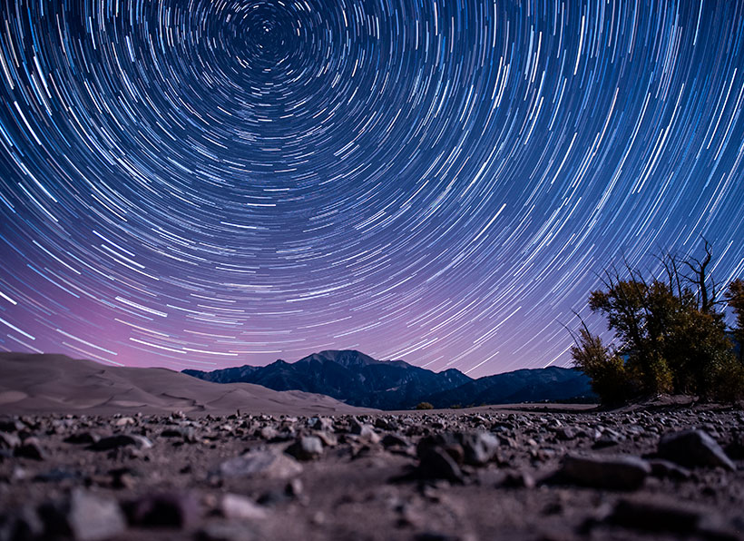 Night sky and stars from Great Sand Dunes National Park, Colorado. &copy; Nick Hall