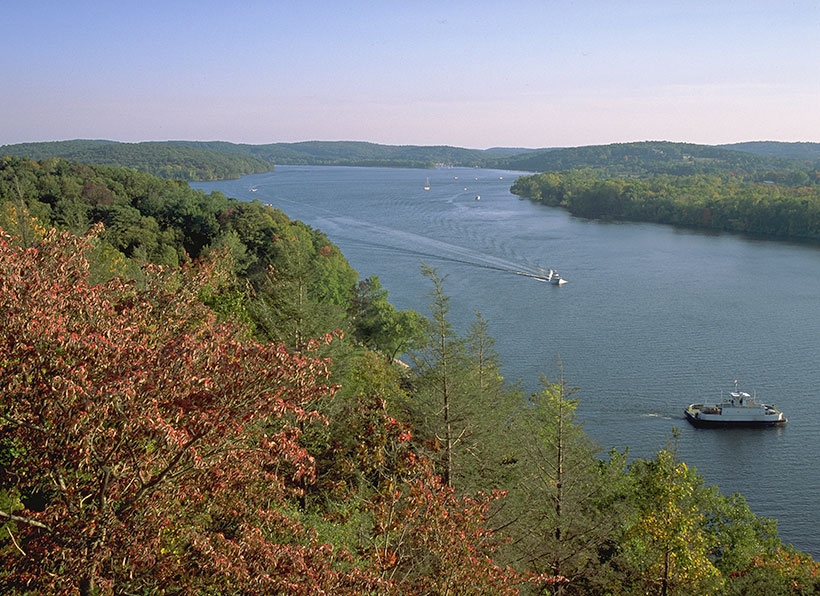 View from above of the Connecticut River in Connecticut. &copy; Harold E. Malde