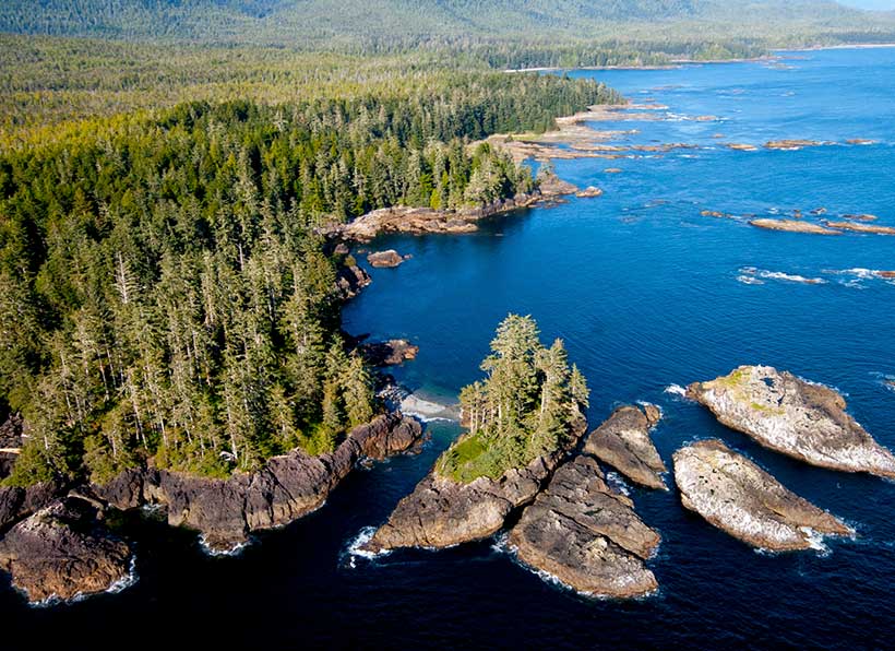 An aerial view of Clayoquot Sound on the west coast of Vancouver Island in British Columbia, Canada. &copy; Bryan Evans