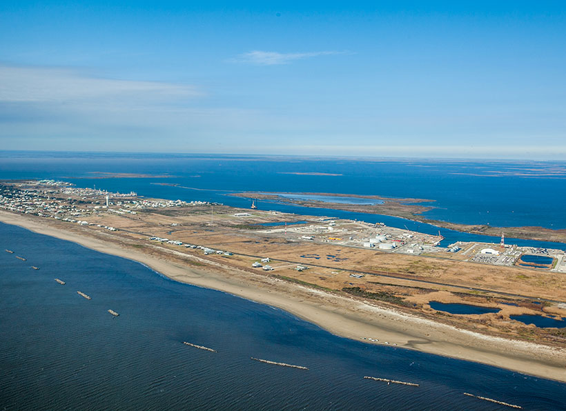 Aerial view of Grand Isle, a barrier island located in the Gulf of Mexico at the mouth of Barataria Bay in Louisiana. &copy; Erika Nortemann/TNC