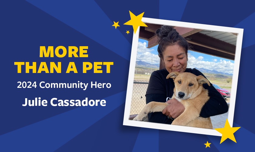 More Than a Pet Community hero Julie Cassadore with a dog