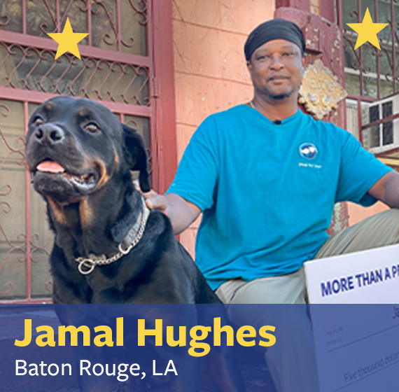 JaMaal Hughes with dog