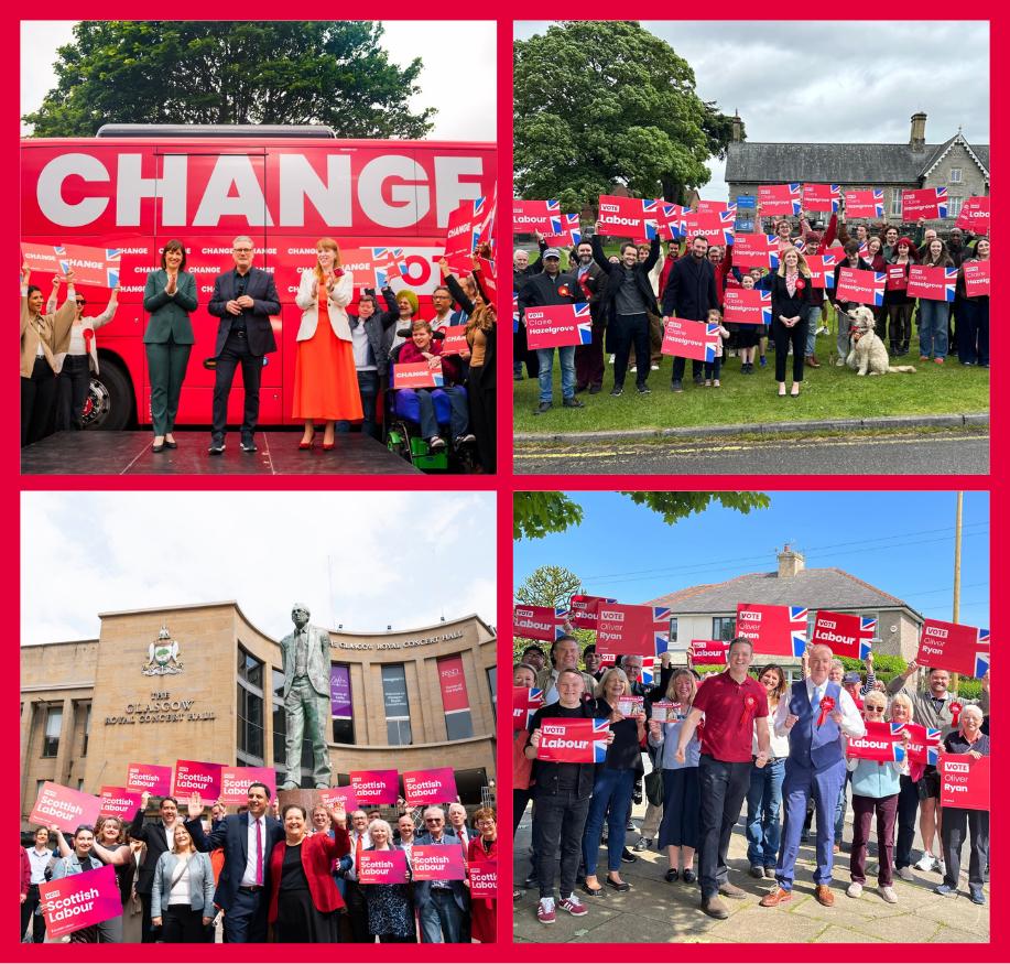 a collage of groups of volunteers