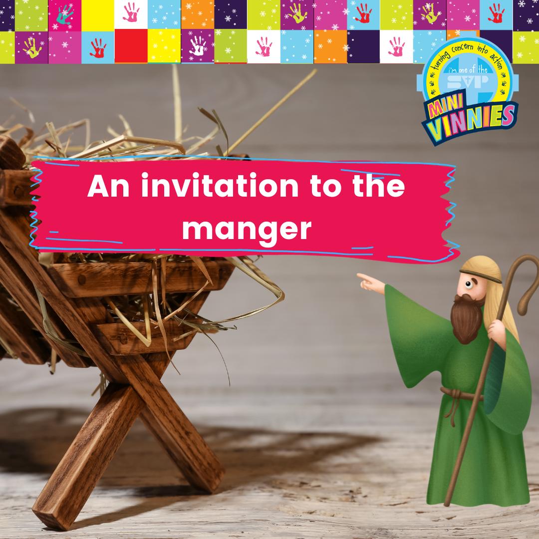 This is the logo for the Christmas card competition: An invitation to the manger