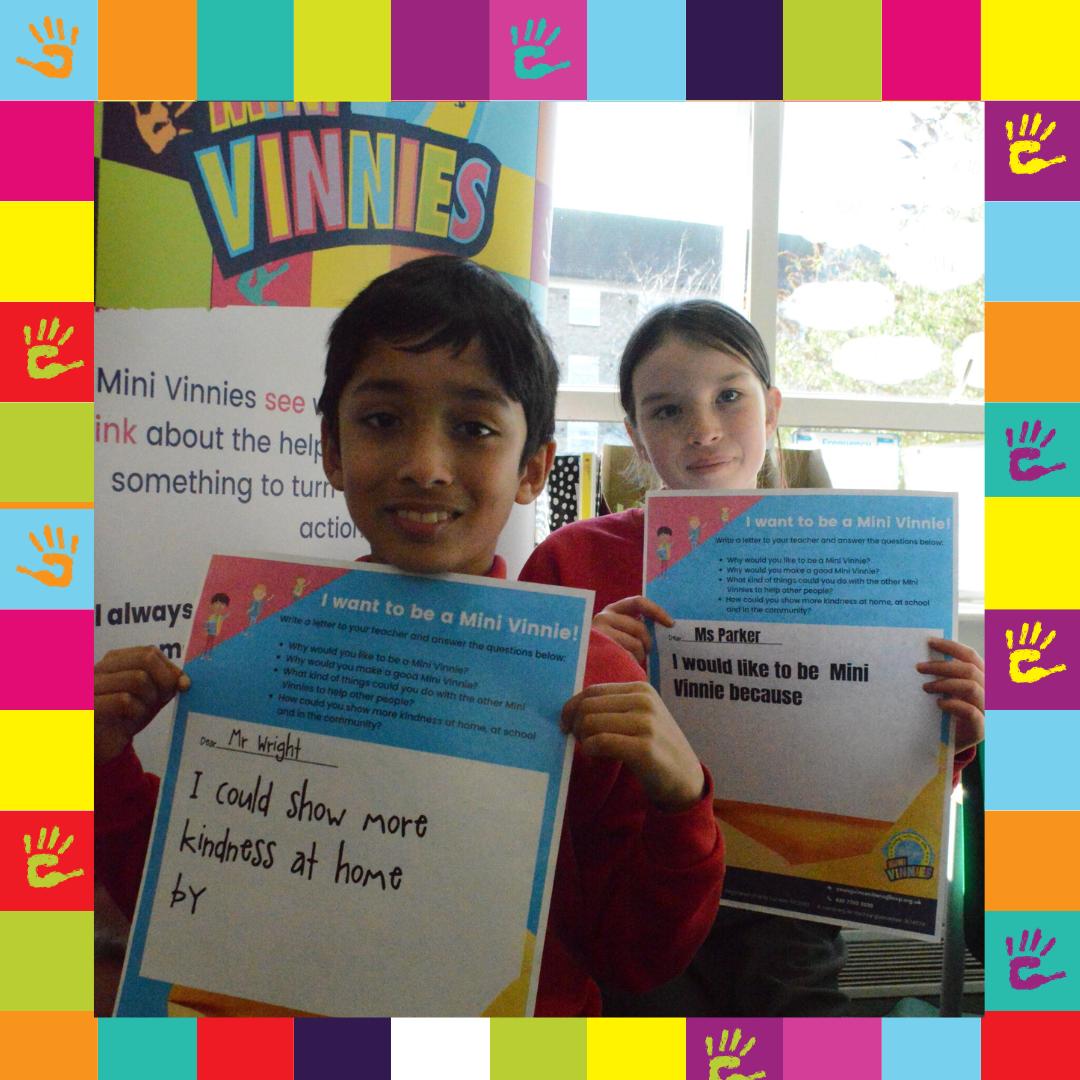 This is a picture of some Mini Vinnies with their application form.