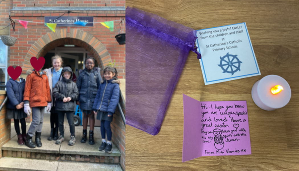This is an image of the children and their gift they took to the care home