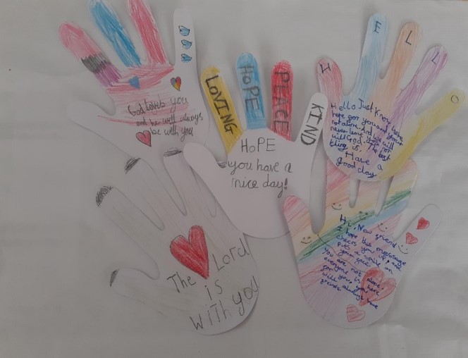 This is a photo of the handprints the children made