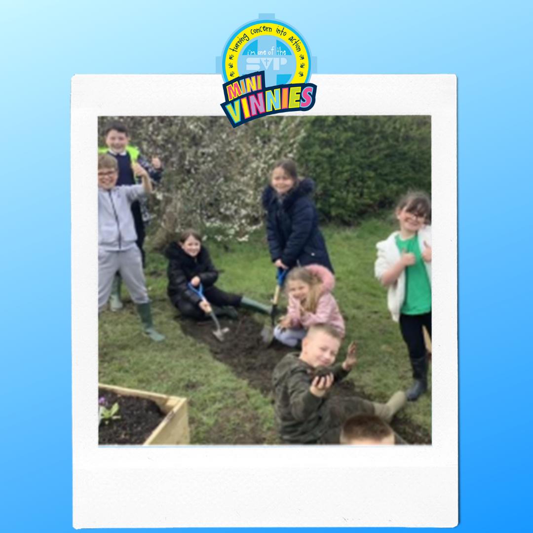 This is a photo of the Mini Vinnies and their faith garden