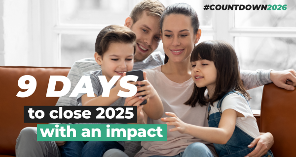 Family looking at phone