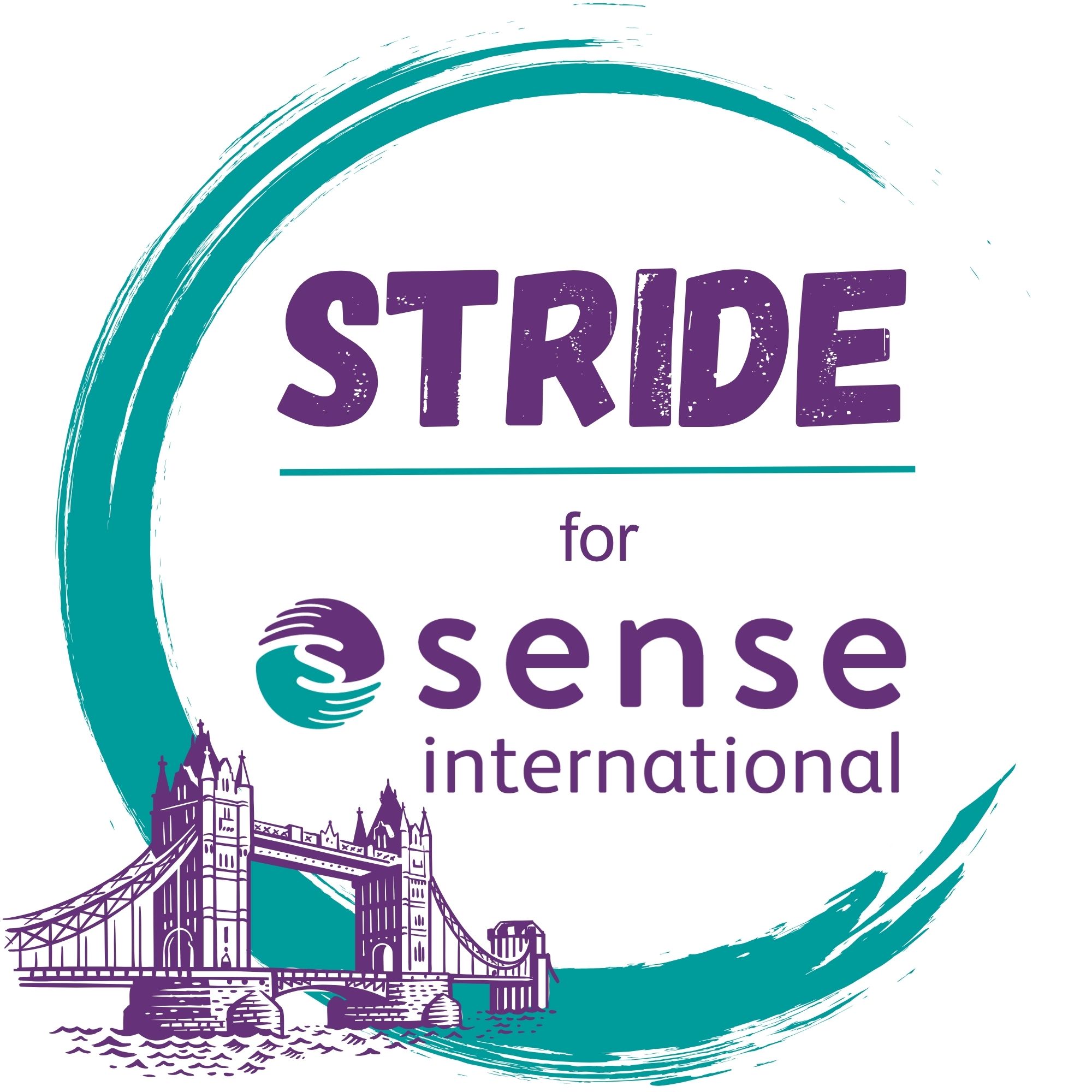 Stride for Sense International logo featuring a Tower of London illustration