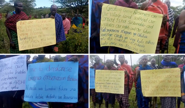 Masáis manifestándose en Tanzania
