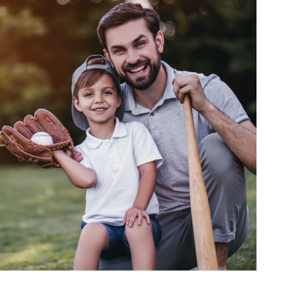 Boy and dad playing ball